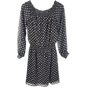 White House Black Market Dress Women Small Black Geometric Mini Flowy Party WHBM